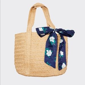 Straw Bag with Floral Scarf